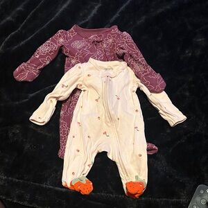 Carter's Purple and Cream Floral Footies